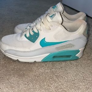 Used Nike air max teal and white sneakers size 7.5